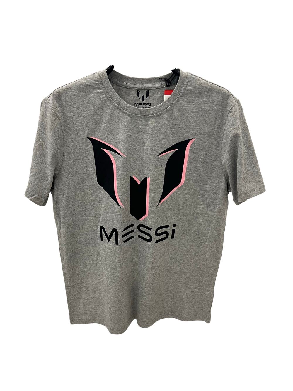 NWT Messi Collection Logo Graphic T-Shirt Heather Grey Pink Men’s Size Medium